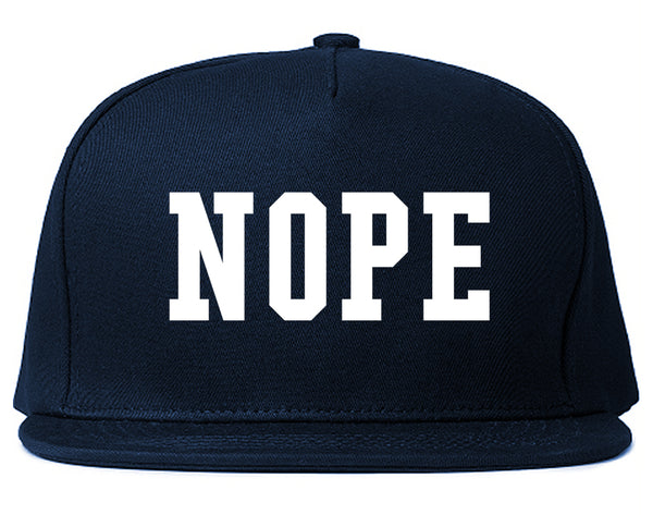 Nope College Font Snapback Hat Blue