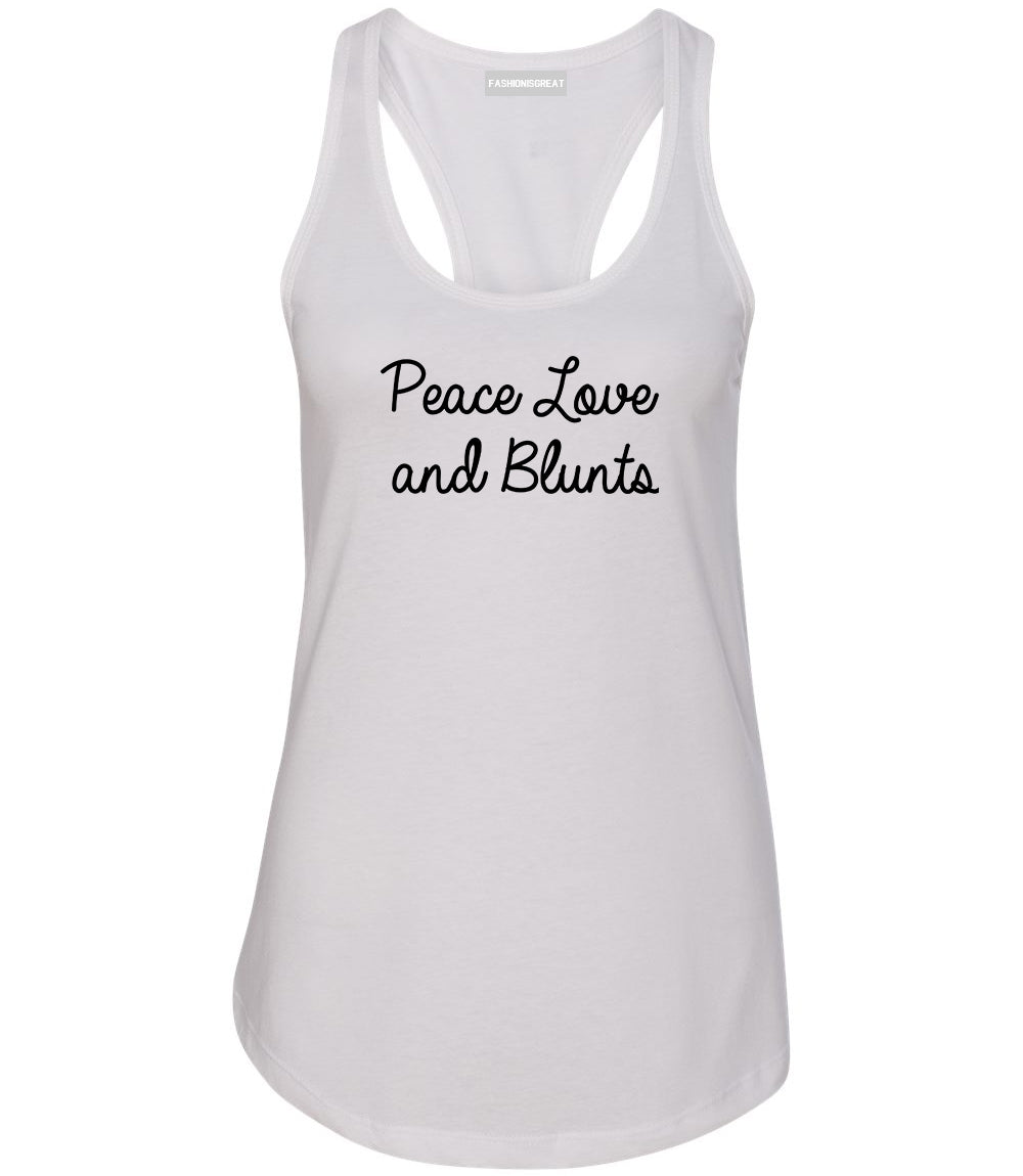 Peace Love Blunts Weed 420 Womens Racerback Tank Top White