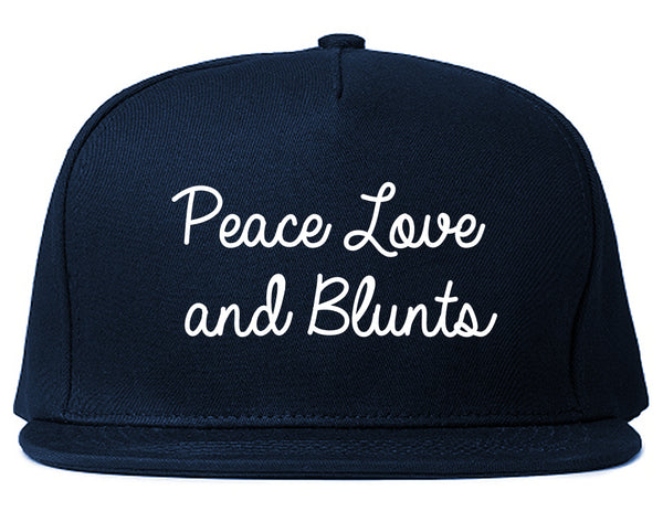 Peace Love Blunts Weed 420 Snapback Hat Blue