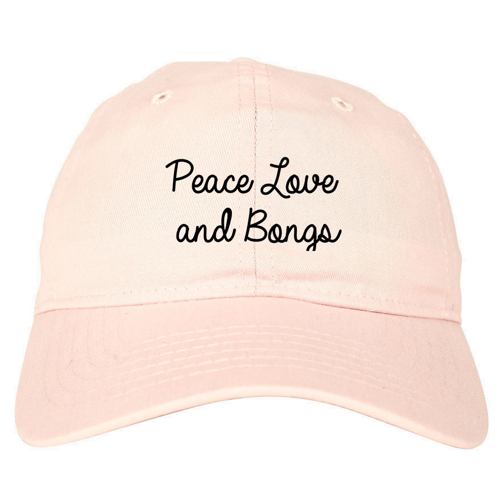 Peace Love Bongs Weed Pot Dad Hat Pink