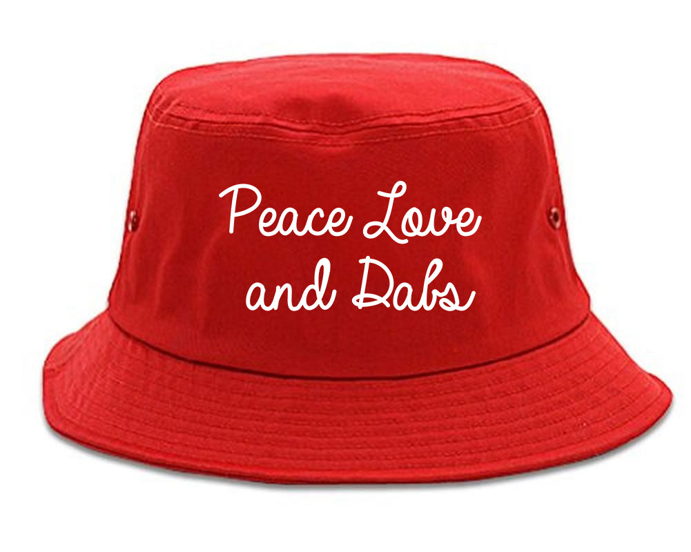Peace Love Dabs Weed Pot Bucket Hat Red