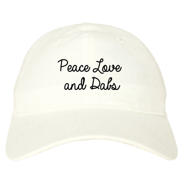 Peace Love Dabs Weed Pot Dad Hat White
