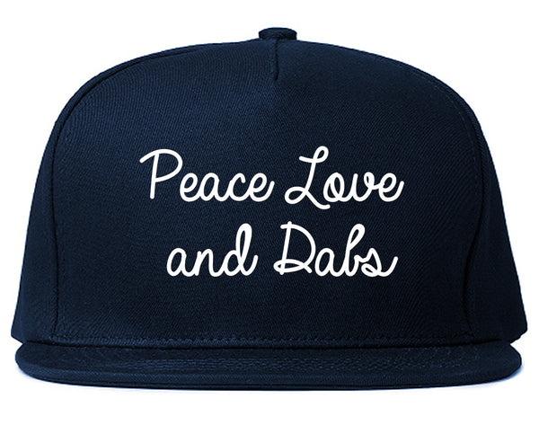 Peace Love Dabs Weed Pot Snapback Hat Blue