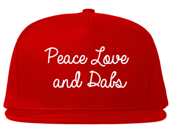 Peace Love Dabs Weed Pot Snapback Hat Red