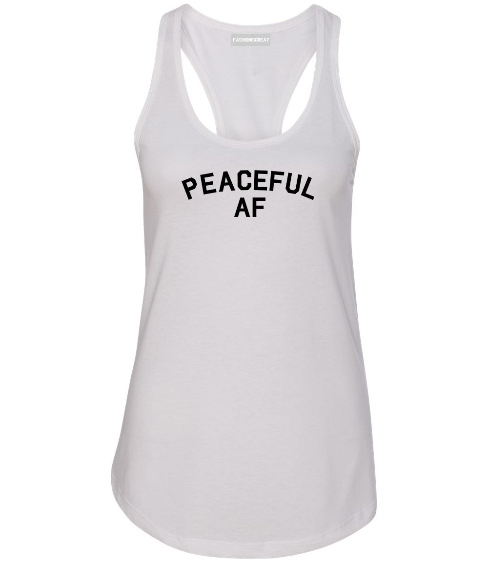Peaceful AF Namaste Womens Racerback Tank Top White
