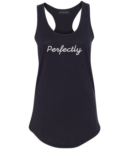 Perfectly Script Chest Womens Racerback Tank Top Black