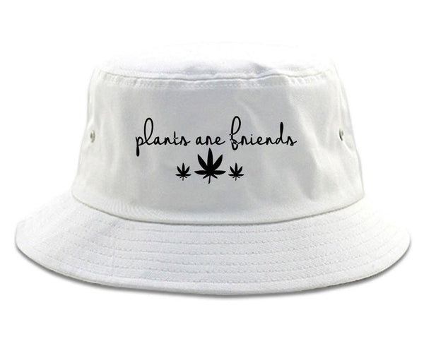 Plants Are Friends Pot Leaf 420 Bucket Hat White