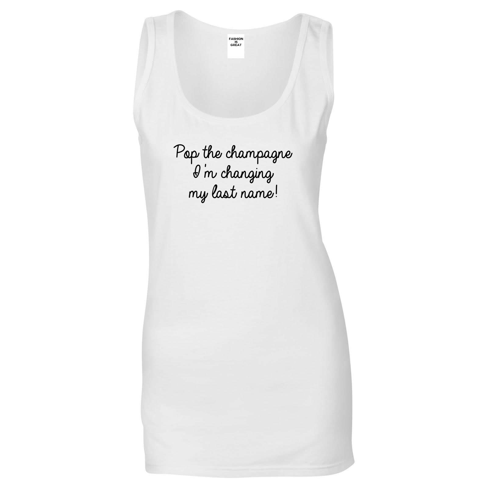 Pop Champagne Last Name Bride White Womens Tank Top
