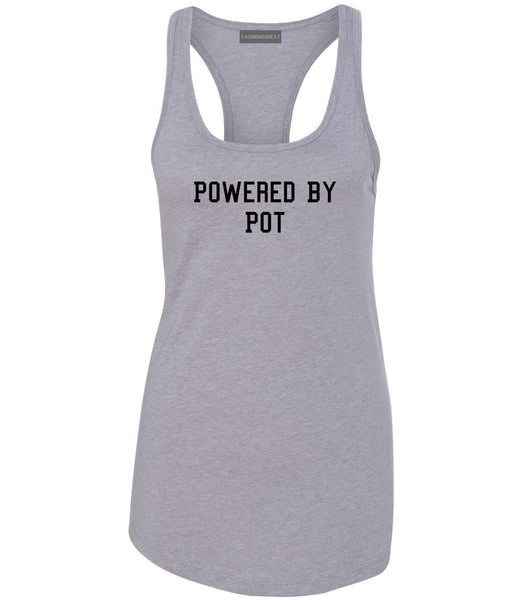 Powered By Pot Womens Racerback Tank Top Grey