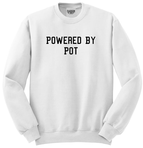 Powered By Pot Unisex Crewneck Sweatshirt White