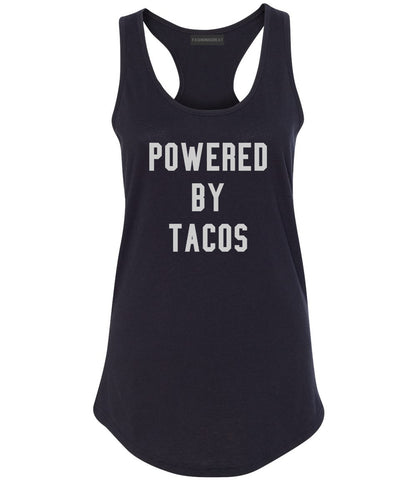Powered By Tacos Black Racerback Tank Top