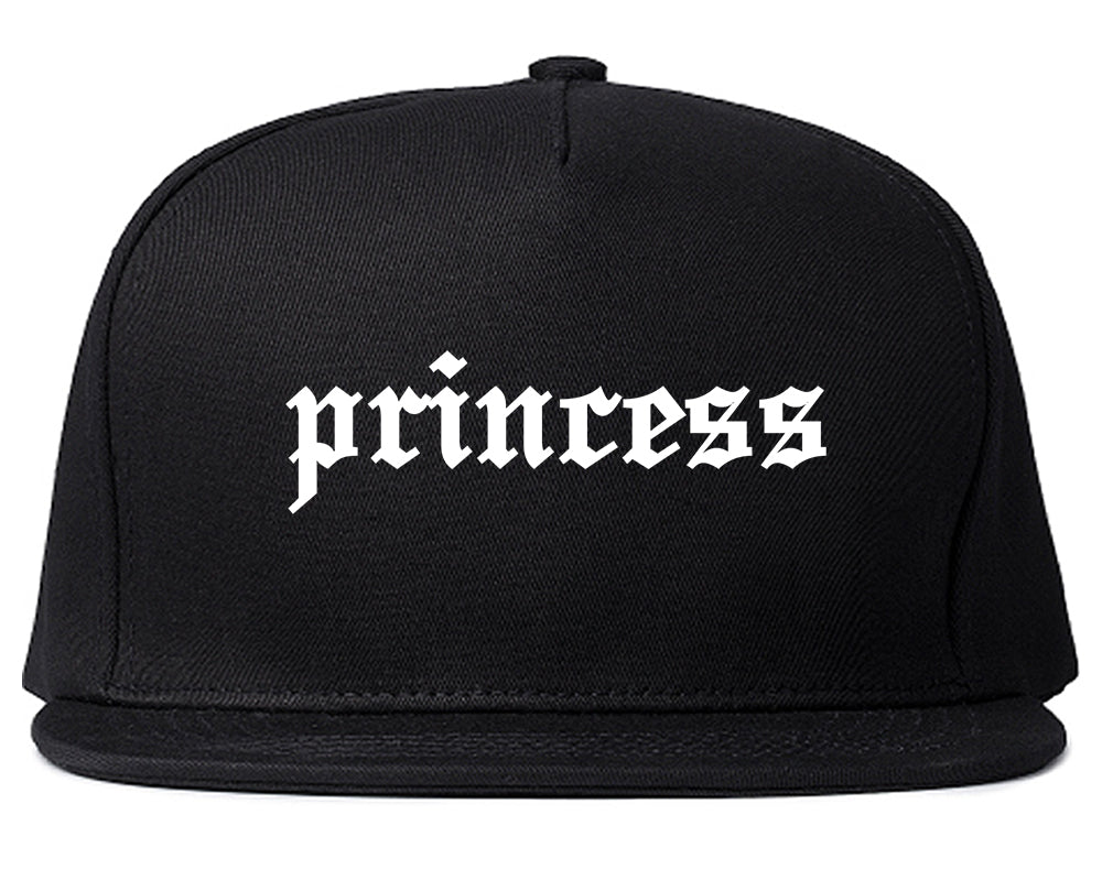 Princess Kawaii Olde English Chest Black Snapback Hat