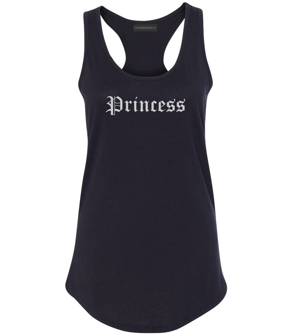 Princess Old English Black Womens Racerback Tank Top
