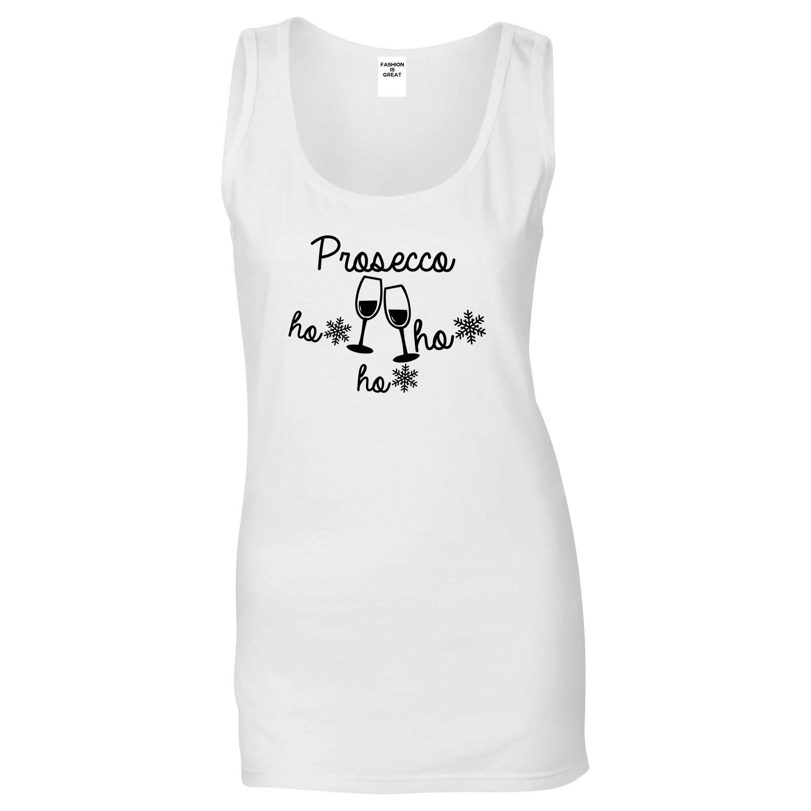 Prosecco Ho Ho Ho Christmas Wine White Tank Top