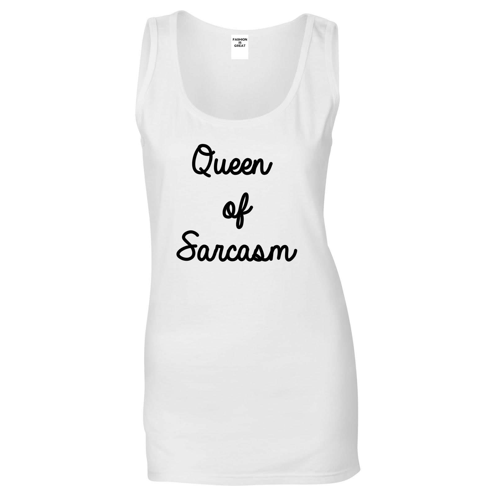 Queen Of Sarcasm White Tank Top