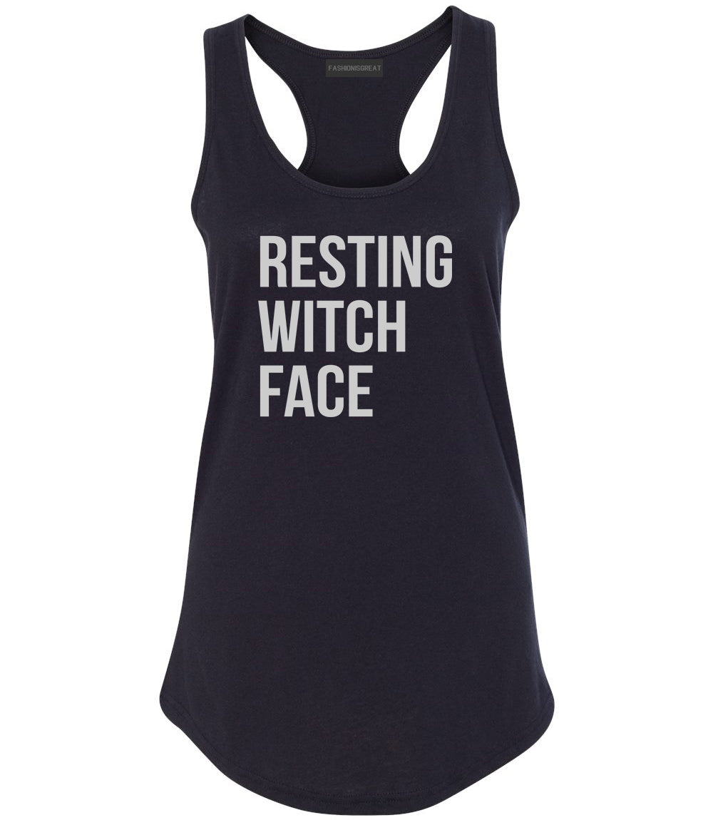 Resting Witch Face Halloween Black Womens Racerback Tank Top
