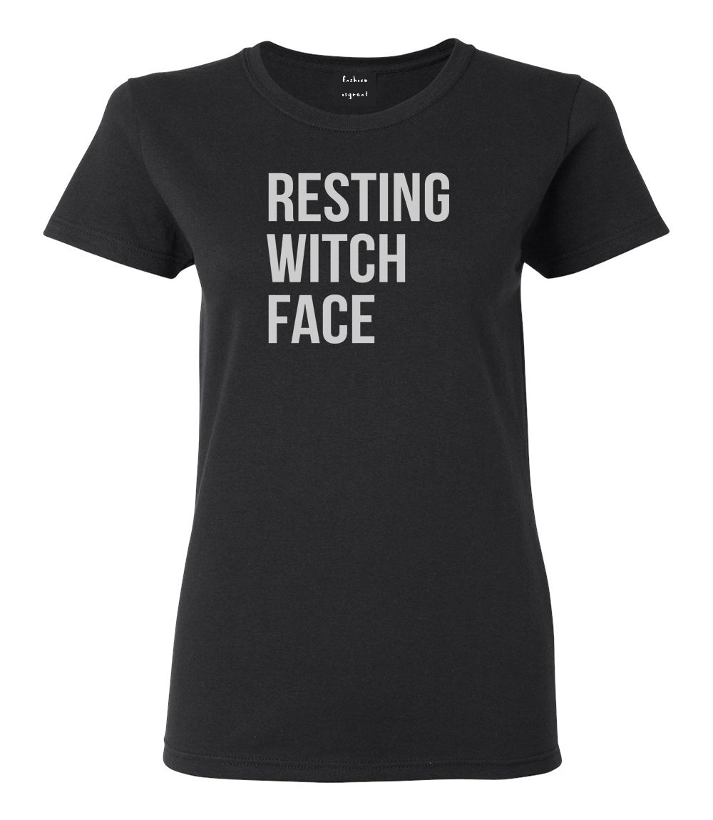 Resting Witch Face Halloween Black Womens T-Shirt