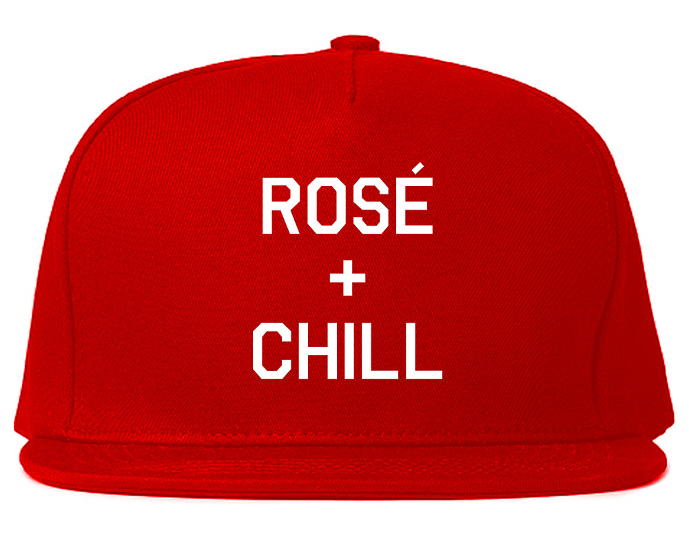 Rose And Chill Funny Drinking Red Snapback Hat