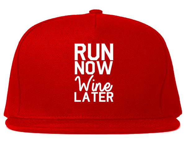 Run Now Wine Later Workout Gym Snapback Hat Red