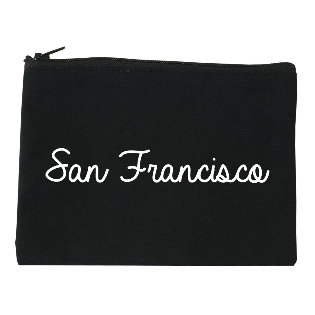 San Francisco CA Script Chest black Makeup Bag