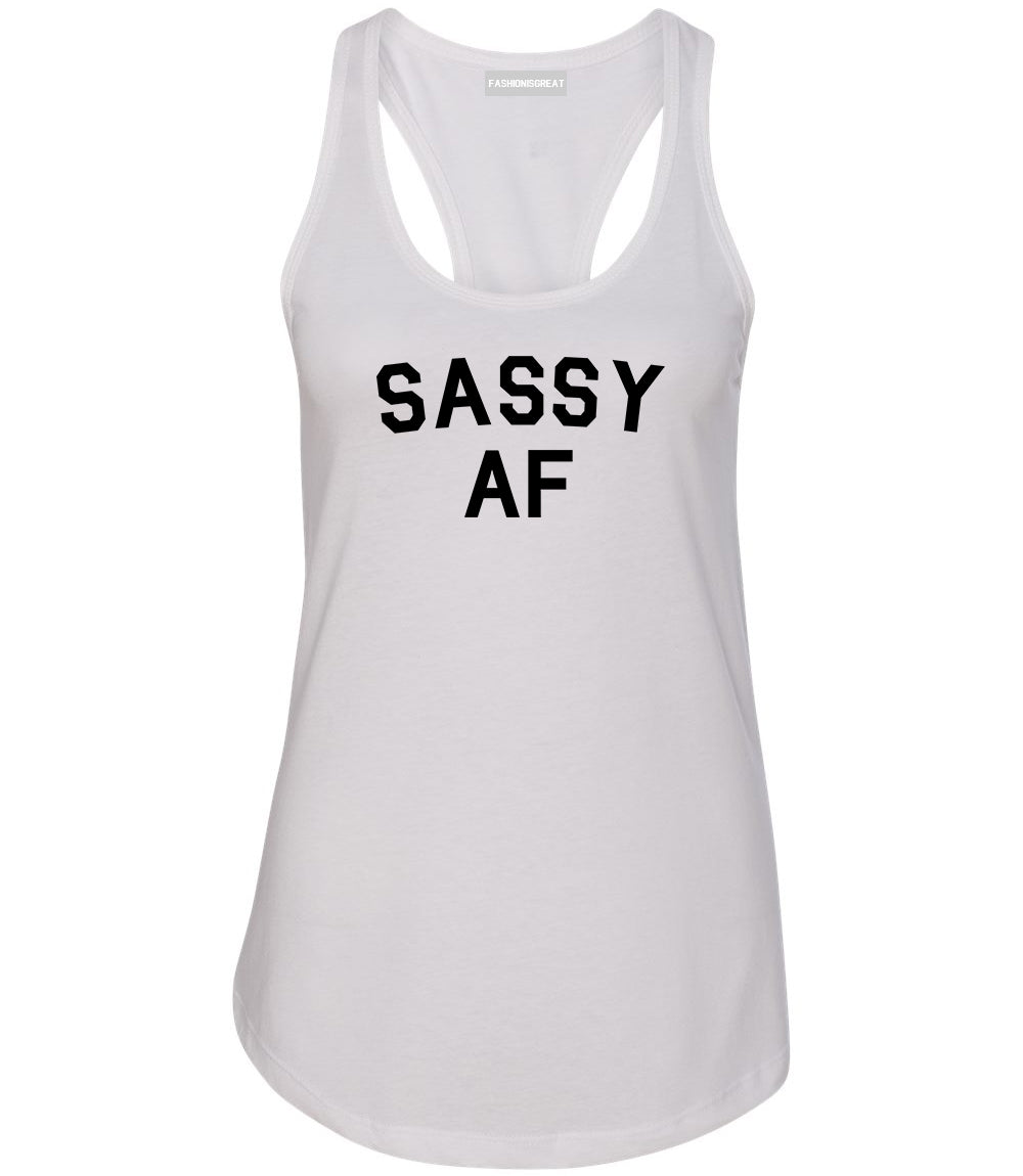 Sassy AF White Racerback Tank Top