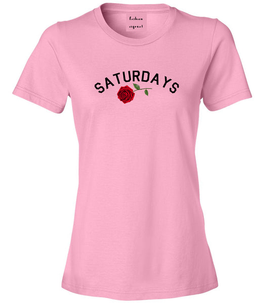 Saturdays Rose Womens Graphic T-Shirt Pink