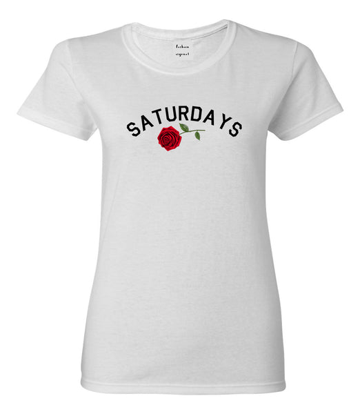 Saturdays Rose Womens Graphic T-Shirt White