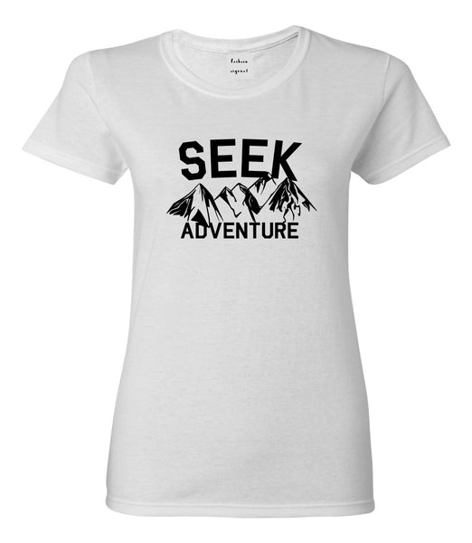 Seek Adventure Hiking Camping Womens Graphic T-Shirt White
