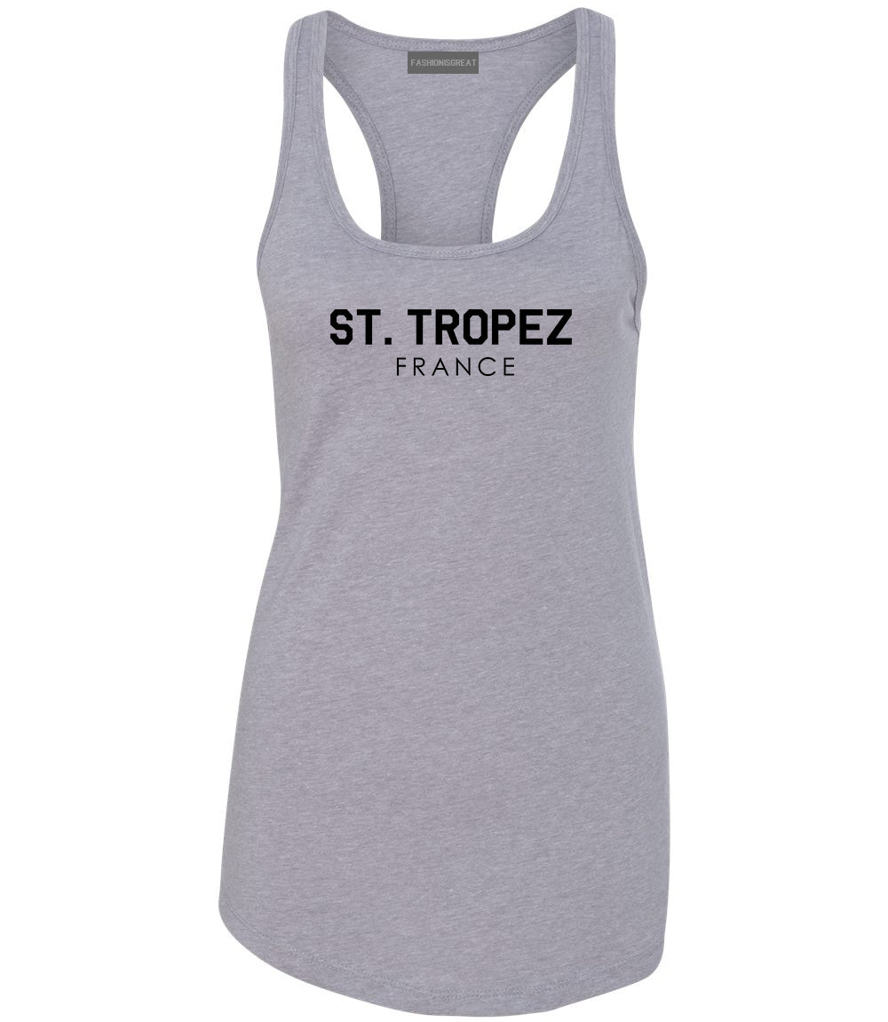 St Tropez France Womens Racerback Tank Top Grey