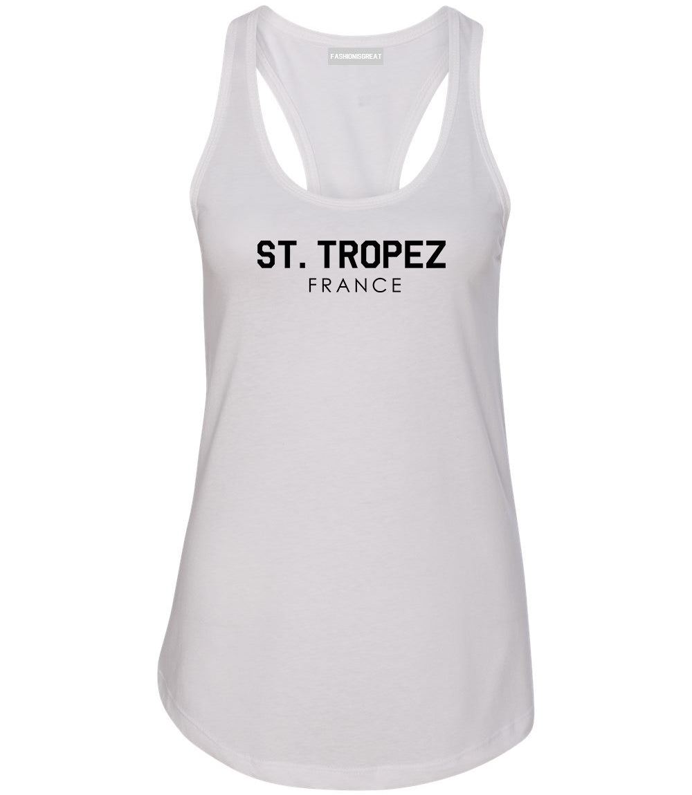 St Tropez France Womens Racerback Tank Top White