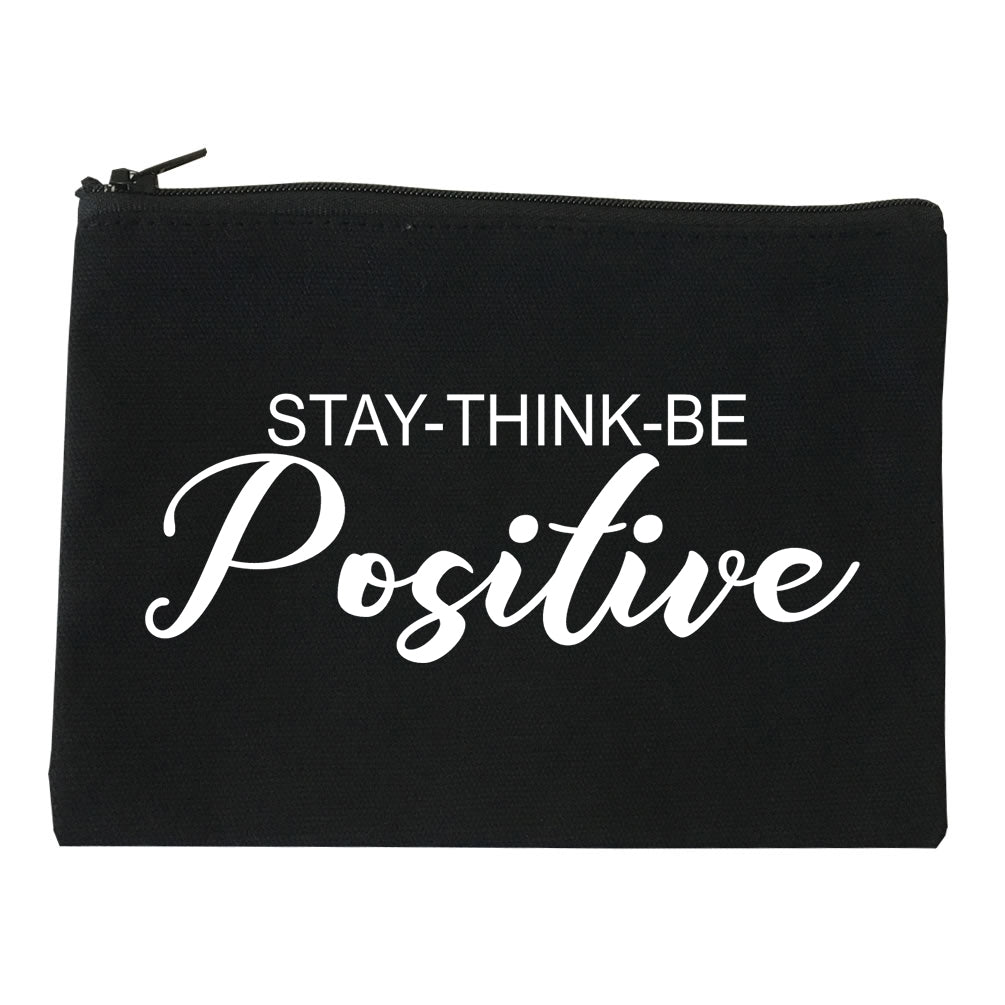 Stay Think Be Positive black Makeup Bag