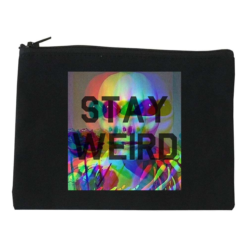 Stay Weird Alien Psychedelic black Makeup Bag