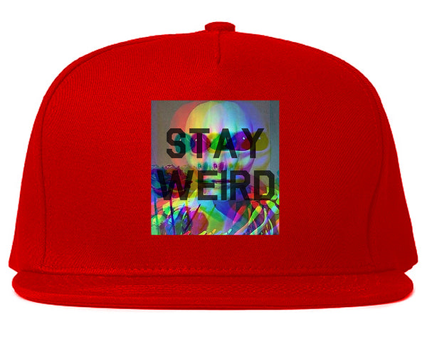 Stay Weird Alien Psychedelic Red Snapback Hat