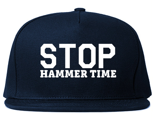 Stop Hammer Time 90s Rap Snapback Hat Blue