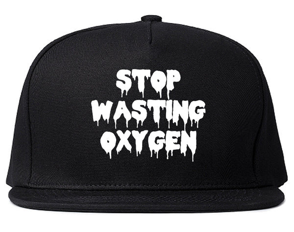 Stop Wasting Oxygen Funny Goth Snapback Hat Black