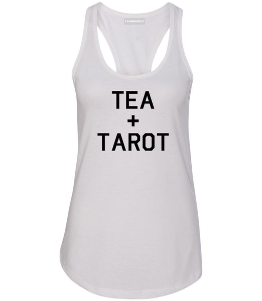 Tea And Tarot Cards White Womens Racerback Tank Top