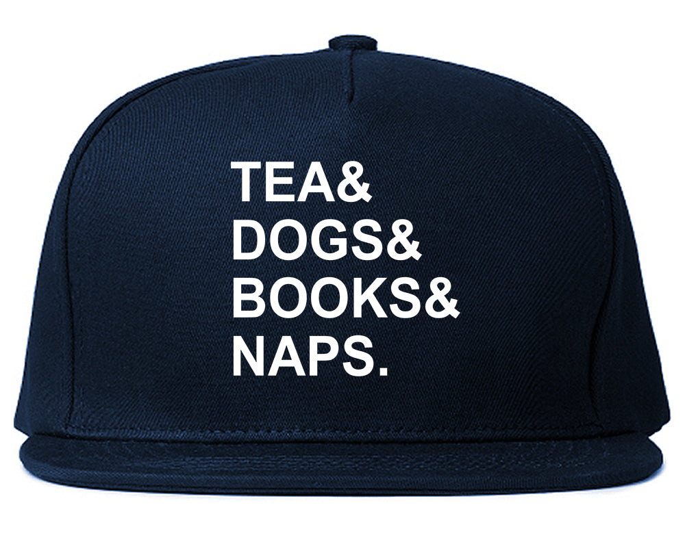 Tea Dogs Books Naps Funny Blue Snapback Hat