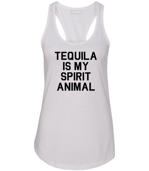 Tequila Is My Spirit Animal White Racerback Tank Top
