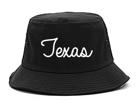 Texas TX Script Chest black Bucket Hat