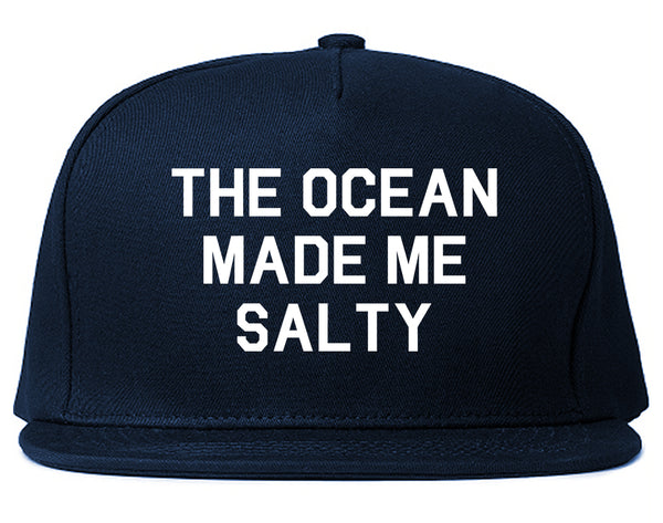 The Ocean Made Me Salty Vacation Snapback Hat Blue