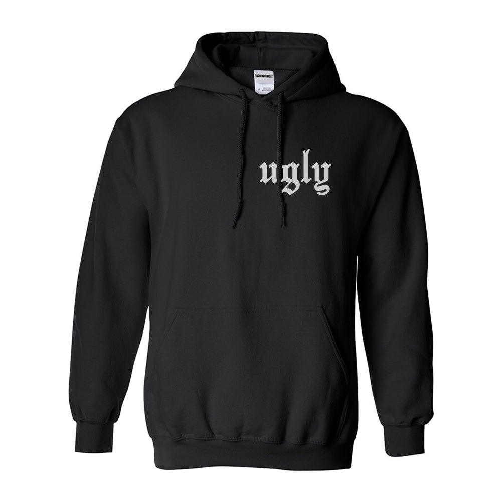 Ugly Olde English Chest Black Womens Pullover Hoodie