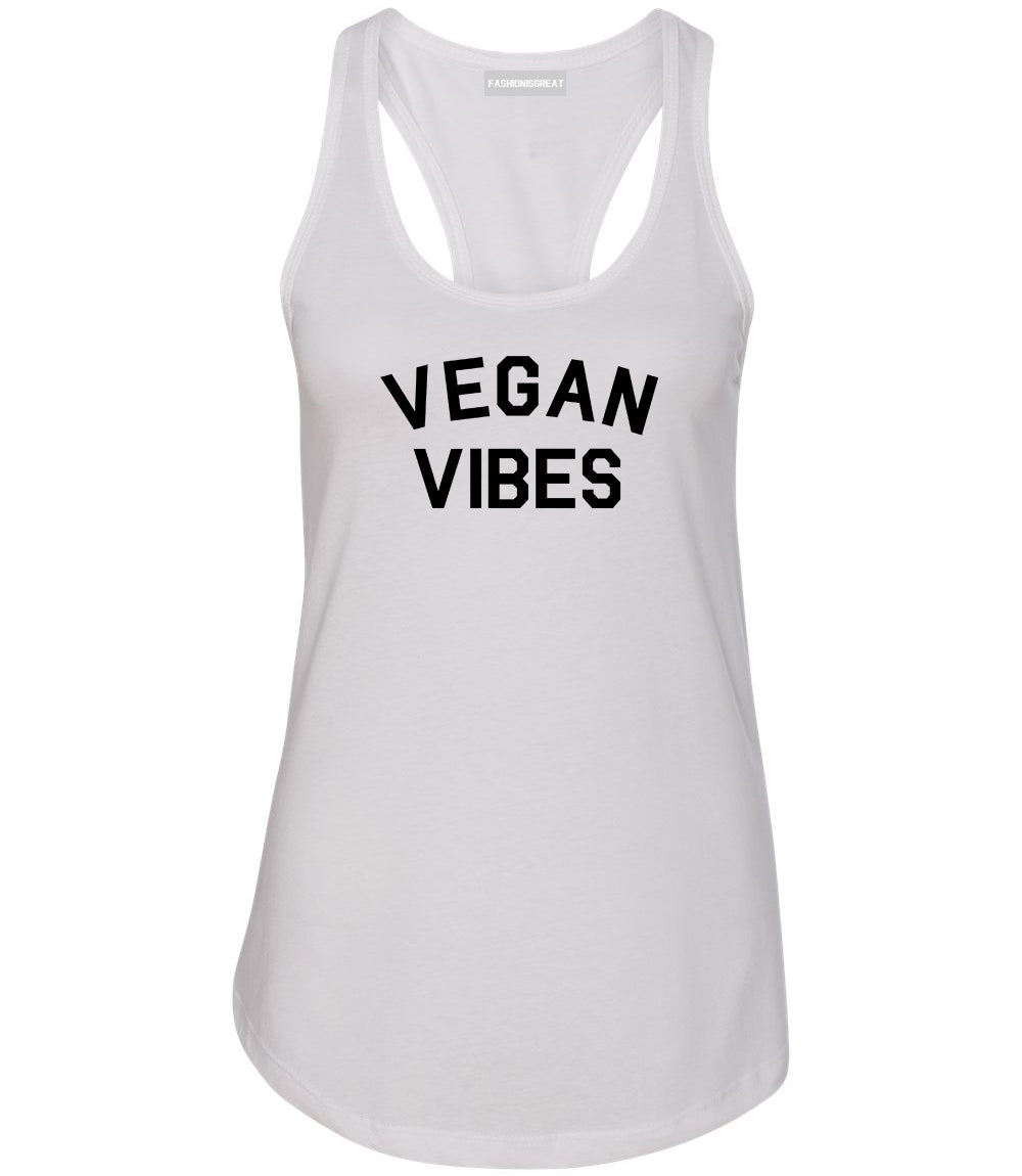 Vegan Vibes Vegetarian White Womens Racerback Tank Top