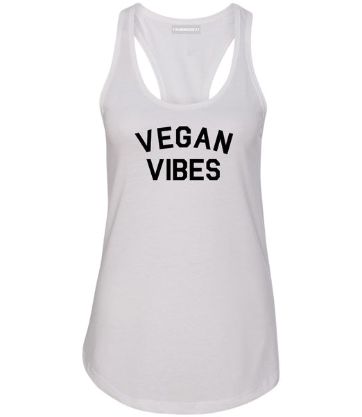 Vegan Vibes Vegetarian White Womens Racerback Tank Top