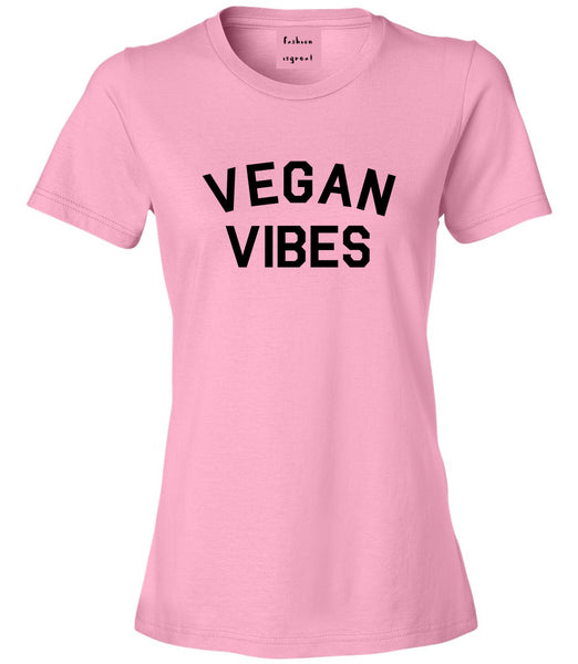 Vegan Vibes Vegetarian Pink Womens T-Shirt