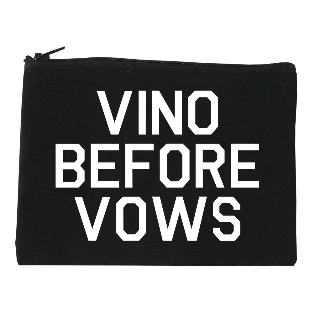 Vino Before Vows Wine Wedding Party Black Makeup Bag