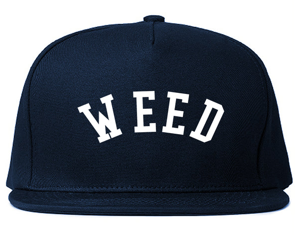 WEED Curved College Weed Snapback Hat Blue