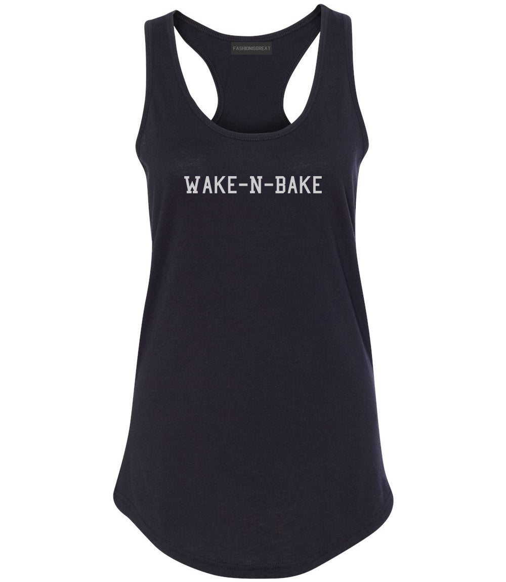 Wake N Bake Womens Racerback Tank Top Black