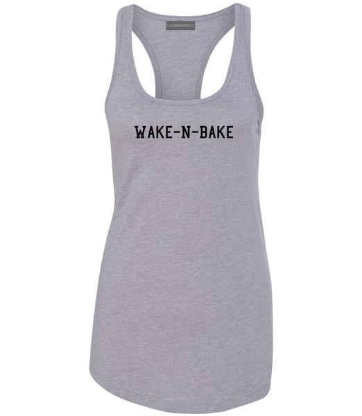 Wake N Bake Womens Racerback Tank Top Grey