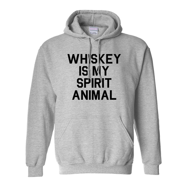 Whiskey Is My Spirit Animal Grey Pullover Hoodie
