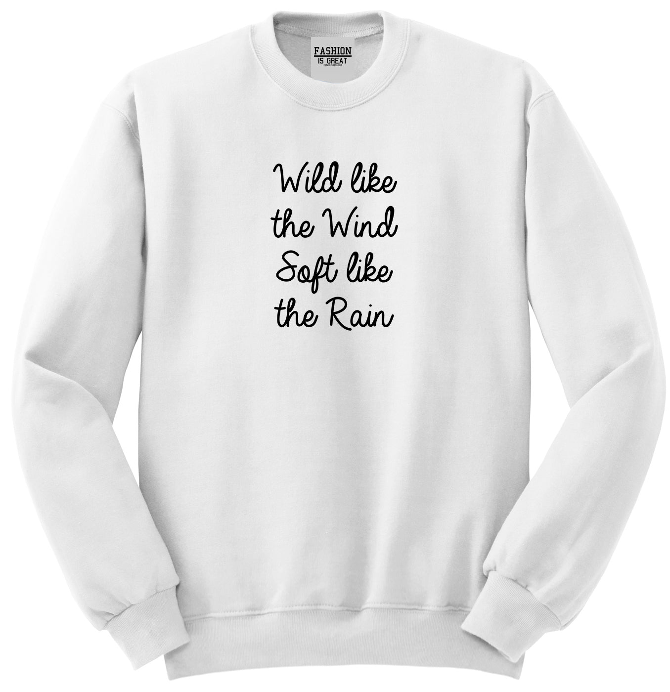 Wild Like Wind Spirit Hippie Vibes White Womens Crewneck Sweatshirt